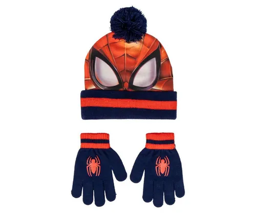 Spiderman Bommelmütze Spider-Man Bommelmütze und Handschuh Set, Avengers, Spidermann