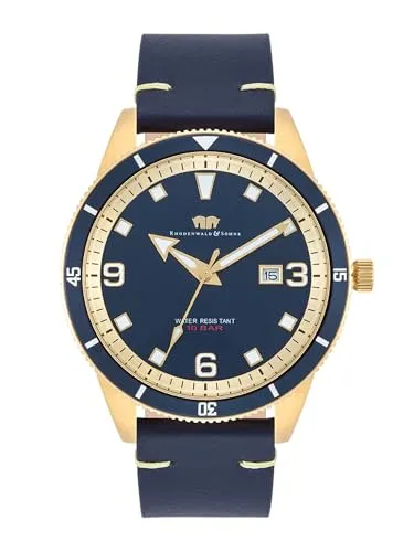 Rhodenwald & Söhne Quarzuhr Vintage II gelbgold - Elegante Herrenuhr mit robustem Quarzwerk, drehbarer Lünette und weichem Echtlederarmband für hohen Tragekomfort – perfekt für Büro und Freizeit.