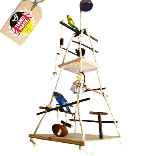 Großer Vogelspielplatz XXL aus Naturholz - Sonstige Kategorie: Handgefertigter Vogelspielplatz aus hochwertigem Naturholz, ideal für Wellensittiche und Nymphensittiche, fördert die Gesundheit und das Wohlbefinden Ihrer Vögel.