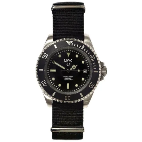 MWC Diver 300m Diver Automatik Stahl Schwarz Taucher Saphir Datum Herren Uhr