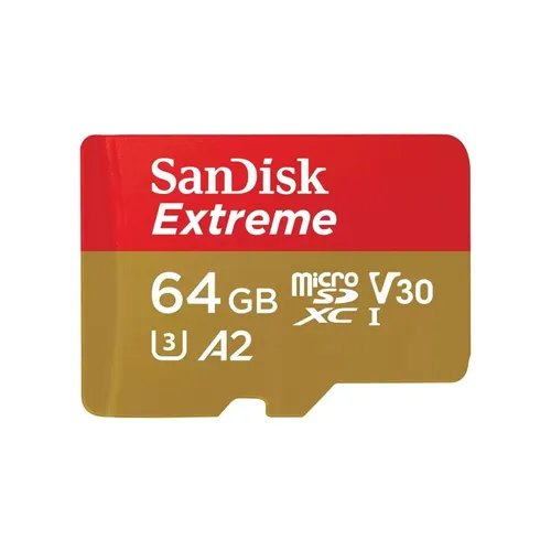 SanDisk Extreme microSDXC UHS-I Speicherkarte 64 GB + Adapter - Ultra-schnelle 170 MB/s Übertragung, robust und ideal für Actionkameras und Drohnen