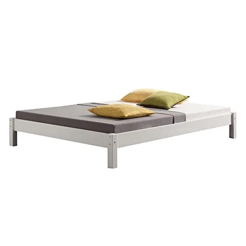 IDIMEX Futonbett TAIFUN - Weißes Holzbett für Einzel- und Doppelbelegung - Stylisches Futonbett aus massivem Kiefernholz, ideal für Jugendzimmer oder kleine Räume. Mit einer Liegefläche von 140x200 cm bietet es optimalen Schlafkomfort.