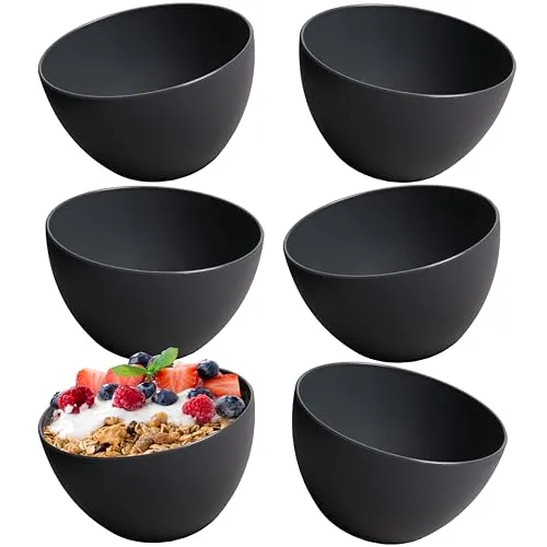 Hausfelder Müslischalen 6er Set Schwarz 750ml | Kunststoff Bowls mikrowellengeeignet spülmaschinenfest | Frühstücksschüssel Salatschale Suppenschalen bruchfest