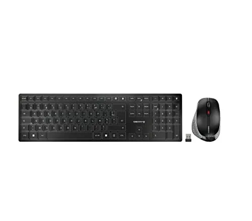 CHERRY DW 9500 SLIM - Kabelloses Tastatur-und-Maus-Set, 2.4 GHz und Bluetooth 4.0, AZERTY Layout für effizientes Arbeiten