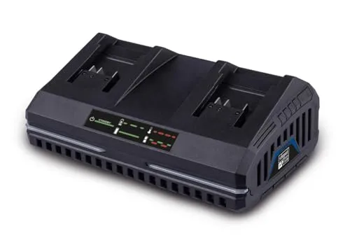 Scheppach Doppelladegerät SDBC2.4A für 20V-IXES Akkus - Elektrowerkzeug-Ladegeräte, schnelles Laden von 2,0 Ah in nur 60 Minuten, kompakt und leicht für einfachen Transport