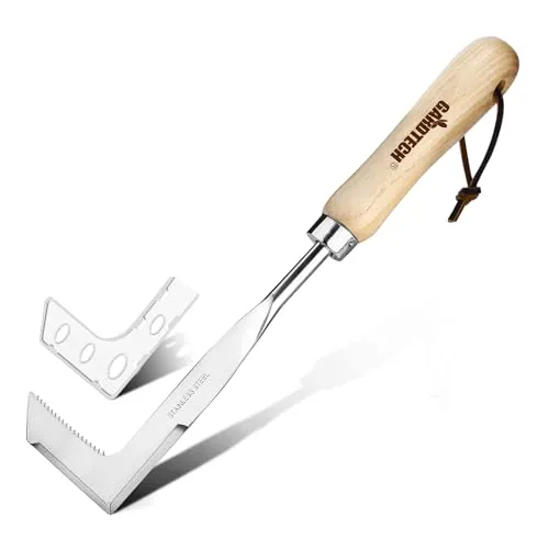 Gardtech Fugenkratzer mit Holzgriff Unkrautstecher Edelstahl Multifunktionaler Fugenkratzer zum Entfernen von Moos und Unkraut Gärtner