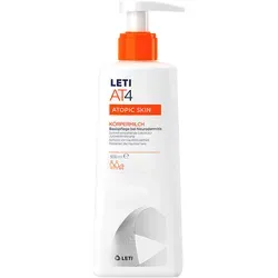 LETI AT4 Körpermilch 500 ml - Feuchtigkeitsspendende Ganzkörperpflege für trockene und neurodermitisneigende Haut, bietet 24 Stunden intensive Feuchtigkeit und fördert das Hautmikrobiom.