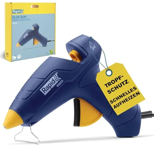 Rapid EG212 Heißklebepistole für Bastelarbeiten & Reparaturen | 12mm Klebesticks | Ergonomisches Design mit Soft-Grip-Abzug & Verstellbarem Ständer