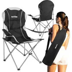 Outtec Campingsessel - Faltbarer 1-Sitzer in Schwarz - Camping-Möbel mit komfortabler Polsterung und guter Belüftung. Ideal für Outdoor-Aktivitäten, klappbar und mit Tragetasche für einfachen Transport.