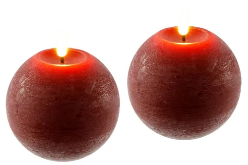 LED Echtwachskerze 2er Set von I.GE.A., rot, 11cm in rot von I.GE.A.