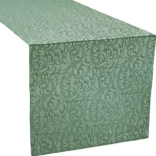 Erwin Müller Tischwäsche, Tischläufer Uni, Serie Hamm Salbei Größe 40x130 cm - mit hochwertigem Kuvertsaum und Fleckschutz ausgerüstet
