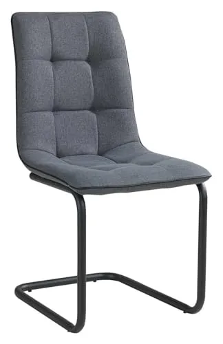 Home4You Esszimmerstuhl - Dunkelgrau - Schwingstuhl für modernes Wohnen - Esszimmerstühle mit stilvollem Webstoff und robustem Metallgestell, ideal für gemütliche Mahlzeiten und zeitgemäßes Design.