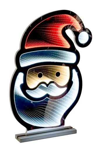Star-Max LED Weihnachtsmann mit Infinity Effekt, Weihnachtsdekoration für Innenbereiche, beidseitig beleuchtet, inkl. Timerfunktion, 3m Zuleitung und Standsockel, 246 LEDs, 43x7x60cm