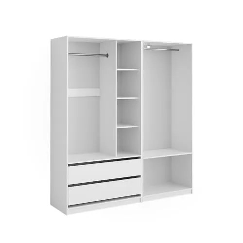 Vicco Kleiderschrank Elmo, 2er Set in Weiß, 100 x 200 cm - Kleiderschränke in elegantem Weiß, ausgestattet mit 2 Schubladen und stabiler Melaminharzbeschichtung – ideal für eine stilvolle und funktionale Aufbewahrung.