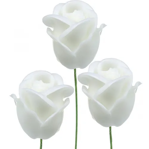Weiße Kunstrosen Wachsrosen Set 18 Stück - Sonstige – Elegante, langlebige Dekorosen aus Wachs für Hochzeiten, Trauerfloristik oder stilvolle Arrangements, die dauerhaft schön bleiben.