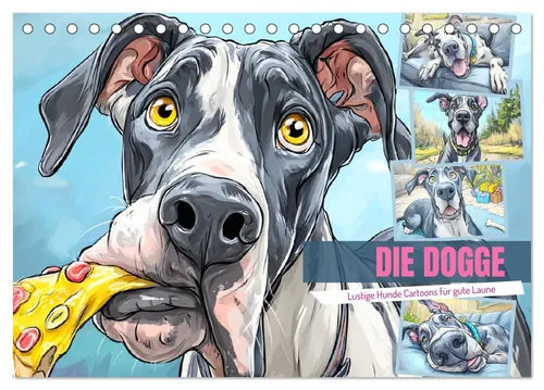 Rose Hurley | Die Dogge - Lustige Hunde Cartoons Kalender 2025 - Lustiger Tischkalender mit 14 Seiten, präsentiert witzige Doggen in typischen Momenten. Ideal für Tierliebhaber und als Geschenk, bringt Freude in jeden Raum.
