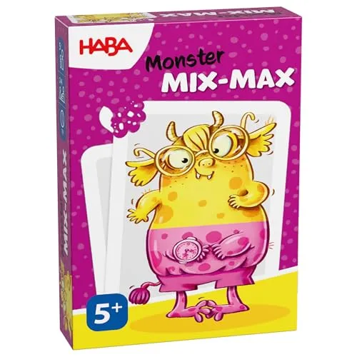 HABA Mix-Max Monster – Lustiges Legespiel für Kinder – Figuren kombinieren & Monster erschaffen – Kartenspiel ab 4 Jahren mit 66 Karten – 2013367001