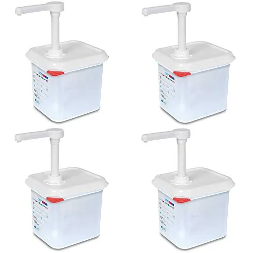 4x Pumpspender für Saucen, 2,6 Liter – Hygienisch und Praktisch - Praktisches Set mit 4 Pumpspendern für Saucen, je 2,6 Liter. Pro Hub 30 ml, spülmaschinenfest und aus lebensmittelechtem PP. Ideal für Gastronomie und Zuhause.