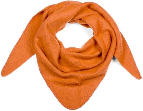 styleBREAKER Damen Großer Strick Dreieck Schal einfarbig meliert | Weiches warmes Winter Dreiecktuch | Strickschal aus Viskose Wolle für kuschlige Looks, Farbe:Orange