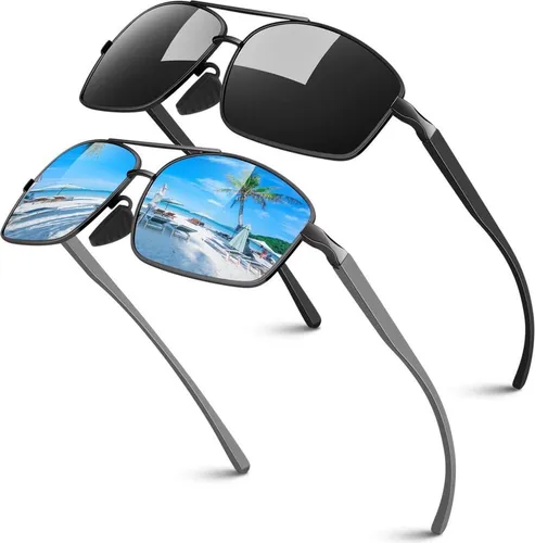 Sonnenbrille Herren Polarisiert mit UV400 Schutz und Al-Mg Metallrahmen - Stilvolle Herren-Sonnenbrille mit polarisierten Gläsern und leichtem Al-Mg Metallrahmen. Der UV400 Schutz blockiert schädliche Strahlen, ideal für Outdoor-Aktivitäten. Genießen Sie perfekten Tragekomfort dank flexibler Federscharniere.