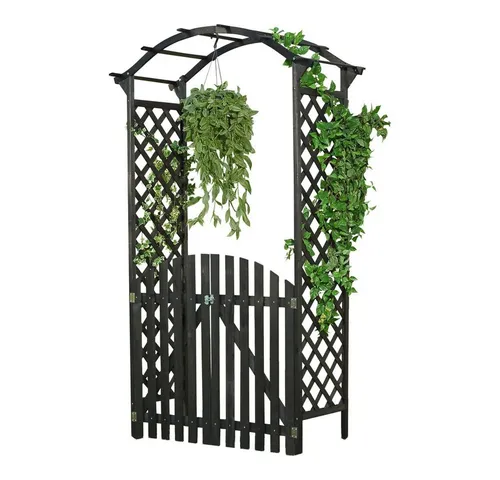 Mucola Rosenbogen mit Tür - Spalier & Rankhilfe - Witterungsbeständiger Rosenbogen aus Holz, mit zwei Türen für einfachen Zugang. Ideal für Gärten, um Pflanzen stilvoll zu unterstützen und zu präsentieren.