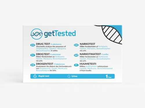 GetTested Drogentest auf 4 Drogen - Der GetTested Drogentest ermöglicht eine einfache und diskrete Überprüfung auf 4 gängige Drogen. Er liefert dir schnell Ergebnisse und ist ideal für den persönlichen Gebrauch.