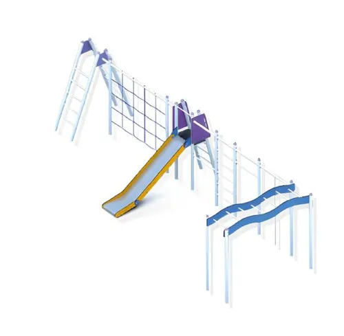 Spielzone Abenteuerspielplatz mit Rutschbahn - Kreativer Spielbereich für Kinder von 1 bis 11 Jahren. Bietet Spaß und Abenteuer im Freien, ideal für die Förderung von Bewegung und Spiel. Modernes Design mit langlebiger Qualität.