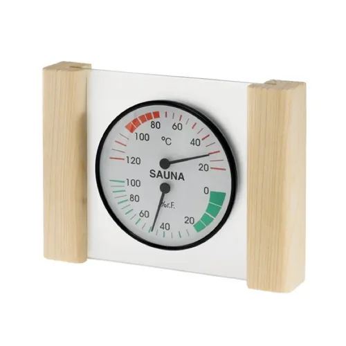 infraworld Sauna Thermometer mit Hygrometer - Sauna-Zubehör, präzise Klimamessung für das perfekte Saunaerlebnis, hochwertiges Aluminium und Glas, ideal für optimale Temperatur- und Feuchtigkeitskontrolle.
