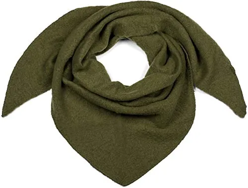styleBREAKER Damen Großer Strick Dreieck Schal einfarbig meliert | Weiches warmes Winter Dreiecktuch | Strickschal aus Viskose Wolle für kuschlige Looks, Farbe:Oliv