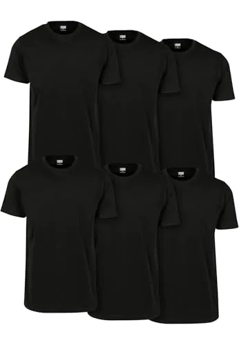Urban Classics Herren T-Shirt Basic Tee 6-Pack - T-Shirts für Herren, 100% Baumwolle für ein angenehmes Hautgefühl und idealer Alltagsbegleiter in sechs trendigen Farben.