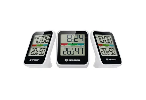 BRESSER Hygrometer Climate Monitor DCF 3er Set - Hygrometer für Schlafzimmer, Küche und Kinderzimmer: Präzise Raumklima-Anzeige mit farbiger Komfortindikator für optimale Luftfeuchtigkeit und Temperatur – für Ihr Wohlbefinden!