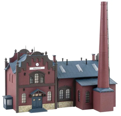 Faller H0 191796 Modellbau Bausatz Fabrik mit Schornstein - Detailgetreuer Bausatz einer Fabrik im Maßstab 1:87, ideal für die Gestaltung historischer Modelleisenbahnlandschaften der Epoche II.