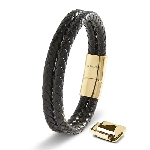 SERASAR Lederarmband Herren 23cm Gold in gold von SERASAR