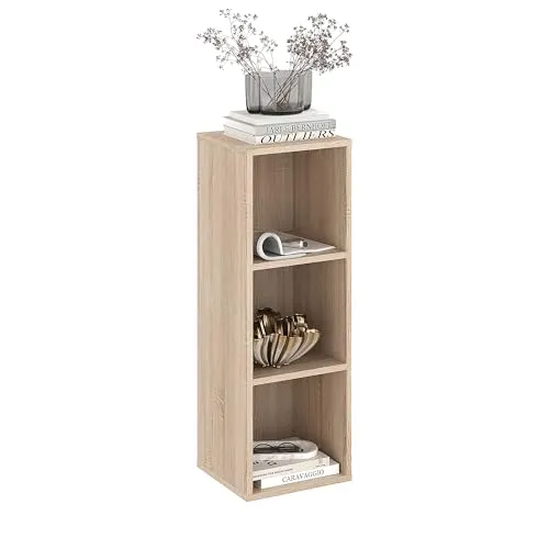 KOMTO Bücherregal Sonoma Eiche – Schmal und Praktisch - Bücherregal in Sonoma Eiche, ideal als Raumteiler für Sicherheit und Stabilität – perfekt für Wohnzimmer, Kinderzimmer oder Büro. Kompakt (31,4 x 90,4 x 29 cm) und vielseitig einsetzbar.