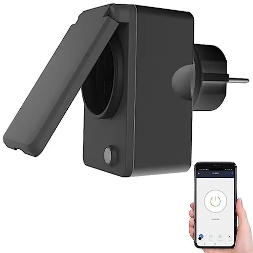Luminea Home Control Außensteckdose WLAN: Smarte WLAN-Outdoor-Steckdose, Energiekostenmesser, 16A, IP44, schwarz (Zeitschaltuhr WLAN App, Smarte Zeitschaltuhr Outdoor, Weihnachtsbeleuchtung)
