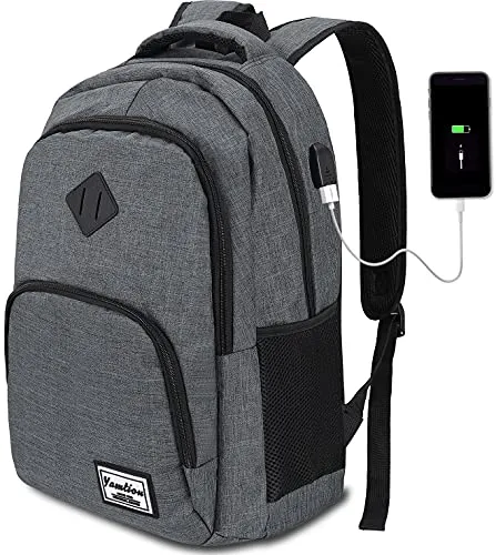 YAMTION Laptop Rucksack mit USB-Ladeanschluss - Laptop-Rucksack mit 35L Volumen und 15,6 Zoll Laptopfach, wasserabweisend und ideal für Schule, Arbeit oder Reisen. Inklusive praktischem USB-Ladeanschluss für unterwegs.