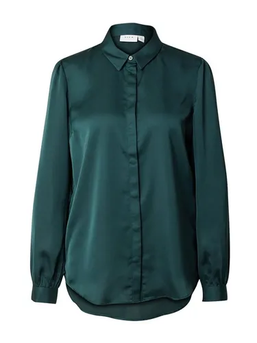 Vila Langarmbluse Drapiert/gerafft in Grün - Modische Bluse aus 100% recyceltem Polyester, ideal für umweltbewusste Fashionistas. Normale Passform mit Kentkragen und langem Arm, perfekt für jeden Anlass.