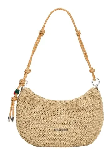 Desigual Umhängetasche Half Logo Raffia Bag Natural Beige - Hochwertige Umhängetasche aus langlebigem Kunstleder mit durchdachtem Design. Optimaler Stauraum und verstellbarer Schultergurt für höchsten Tragekomfort. Ideal für Büro, Freizeit und Reisen.