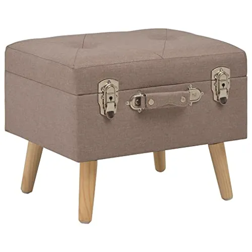 vidaXL Hocker mit Stauraum - Komfortabler Sitzpouf in Braun - Sitzbänke & -truhen: Vielseitiger Hocker mit Ablagefach, eleganten Massivholzbeinen und bequemem Stoffbezug für zusätzlichen Stauraum.
