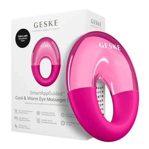 GESKE SmartAppGuided™ Cool & Warm Eye Massager | 7 in 1 | Massagegerät für die Augen | Batterielose Wärme- & Kühltechnologie | Gegen Augenringe & Tränensäcke | Anti-Aging | Profi-Hautpflege