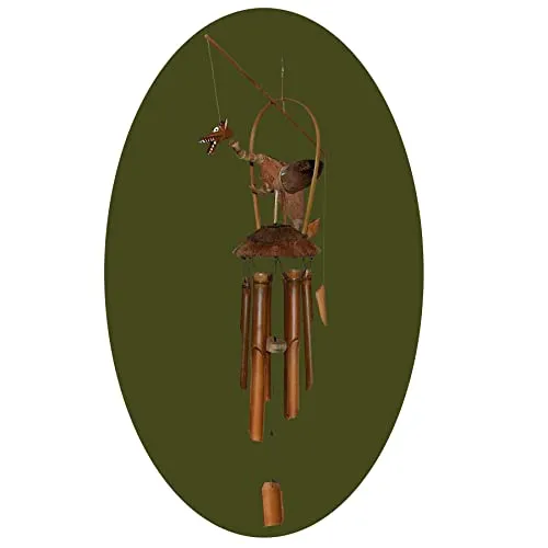 Windspiel Klangspiel Bambus Mobile Drache - Handgefertigtes Klangspiel aus Bambus und Kokosnussschale, ideal für Garten und Terrasse. Erleben Sie einzigartige Klänge und bringen Sie lebendige Atmosphäre in Ihr Zuhause.