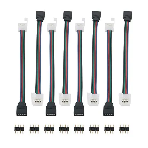 GTIWUNG LED Lichtstreifen Schnellverbinder Streifen Flexibel Verbindungskabel Stripe Verbinder 4 polig, 10mm Band Licht Eckverbinder