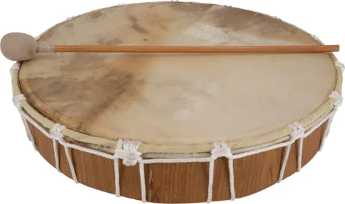 Flache Holztrommel 40 cm - Handtrommel Deluxe - Sonstige Percussion Instrumente, fair gehandelt aus Indonesien und ideal für kreative Spielstunden ab 3 Jahren.