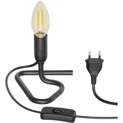 ledscom.de Tischlampe TRIN schwarz mit Stecker und Schalter inkl. E14 Lampe 458lm Vintage gold extra-warmweiß