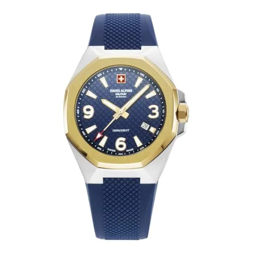 Swiss Alpine Military Herren Analog Uhr mit Silikon Armband 7005.1845SAM - Armbanduhren für Herren, stilvolle Herrenuhr mit hochwertigem Silikonarmband und 10 bar Wasserdichtigkeit, ideal zum Schwimmen und Schnorcheln.