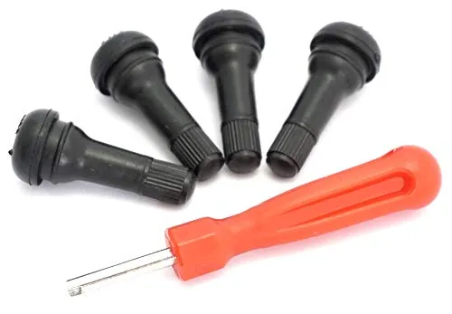 Felgenfactory Ventilausdreher -Ventil Kern Ausdreher + 4X TR413 Snap-In Gummiventile Reifenventile