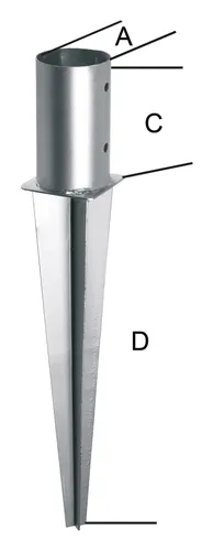 E-NORMpro Einschlagbodenhülse feuerverzinkt 100 für Rundholz