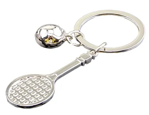 Sportigo ® Tennis Schlüsselanhänger/Tennisschläger mit Ball/Tennisball Tennisspieler Spieler Sport Geschenk/Geschenkidee