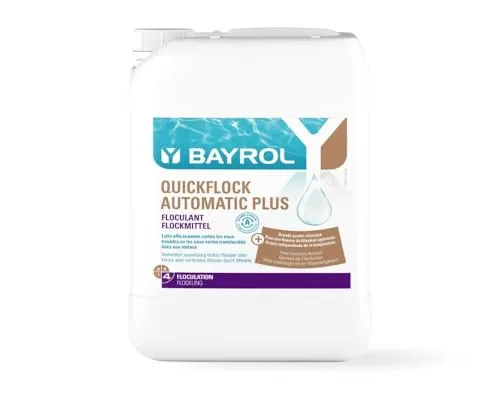 BAYROL Quickflock Automatic Plus 20 L - Flüssiges Flockmittel für kristallklares Wasser - Anti-Trübmittel & Enzyme - Spezialflockmittel mit integriertem Phosphatentferner für verbesserte Filtrationsleistung und hygienisch reines Wasser.