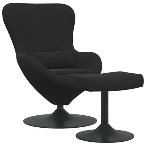 vidaXL Eiersessel Schwarz 2er Set, Samt - Einzelsessel aus hochwertigem Samt, mit drehbarer Basis für flexibles Sitzen und elegantem Design – ideal für stilvolle Wohnzimmer oder Schlafzimmer.